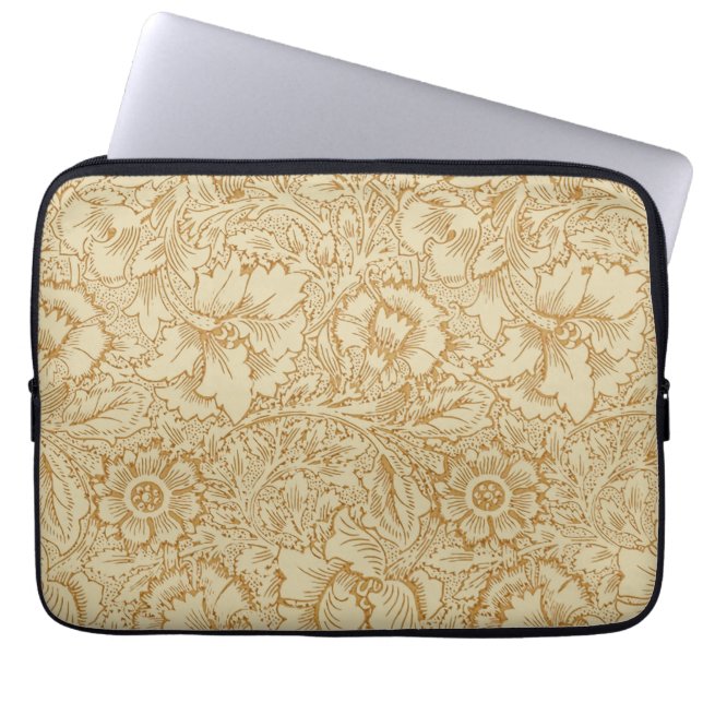 William Morris Poppy Blommigt Tapet Laptop Fodral (Framsidan)