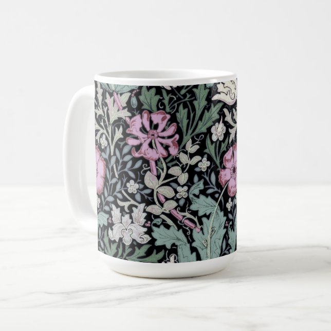 William Morris Poppy Botanical Victorian Wallpaper Kaffemugg (Framsida vänster)