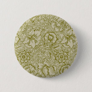 William Morris Poppy Classic Blommigt Grönt Knapp