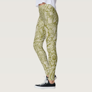 William Morris Poppy Classic Blommigt Grönt Leggings