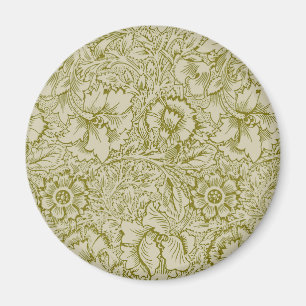 William Morris Poppy Classic Blommigt Grönt Magnet