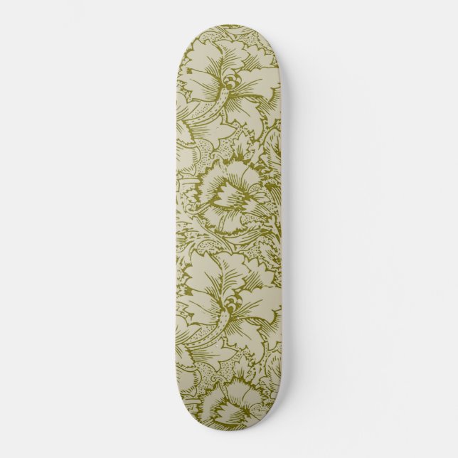William Morris Poppy Classic Blommigt Grönt Mini Skateboard Bräda 18,5 Cm (Framsida)