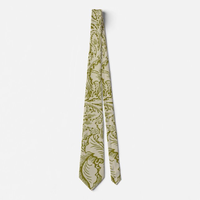 William Morris Poppy Classic Blommigt Grönt Slips (Framsida)