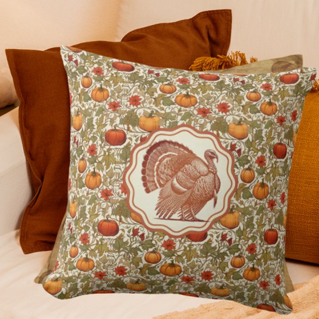 William Morris Pumpa Vild Kalkon  Kudde (Happy Turkey Day!)