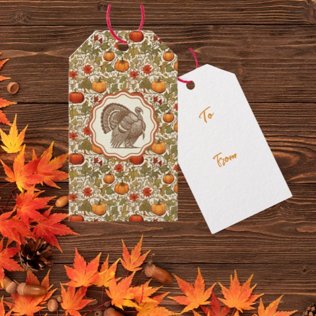 William Morris Pumpa Vild Kalkon  Presentetikett (William Morris and Turkey gift tags)