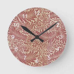William Morris Red Blommigt Tapet Design Rund Klocka