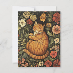 William Morris Red Cat Vintage Postcard Vykort
