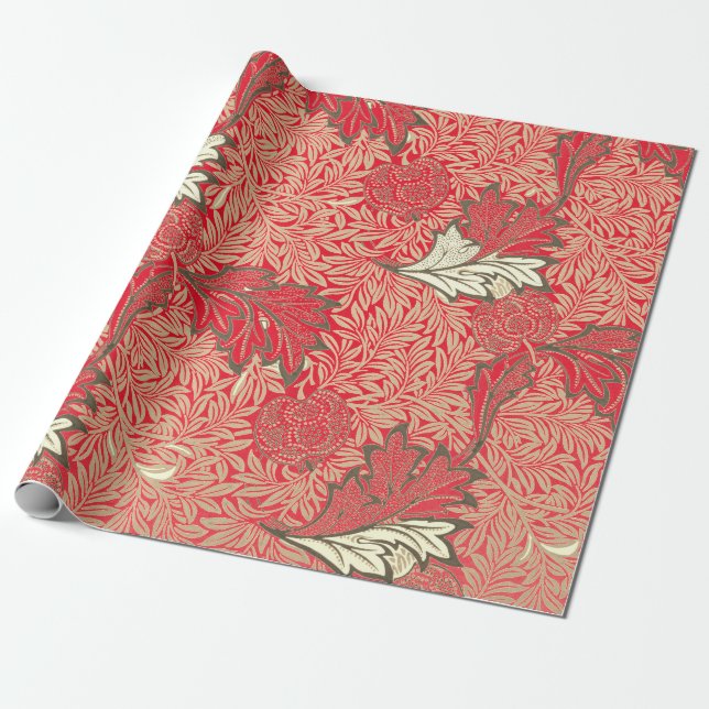 William Morris RED GIFT Wrapping Papprare Presentpapper (Utrullad)
