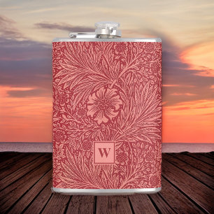 William Morris Red Marigold Mönster med Initial Fickplunta