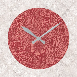 William Morris Red Marigold Mönster Rund Klocka