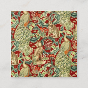 William Morris Red Mönster Forest Fyrkantigt Visitkort