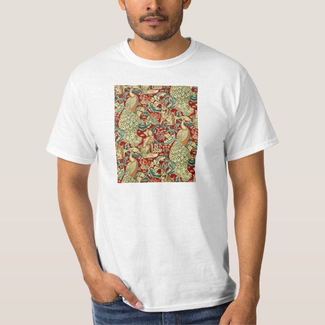 William Morris Red Mönster Forest T Shirt (Framsida)