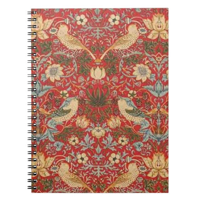 William Morris Red Strawberry Thief Anteckningsbok (Framsidan)