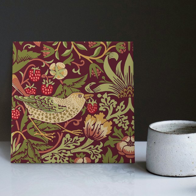 William Morris Red Strawberry Thief Ceramic Tile Kakelplatta (Skapare uppladdad)
