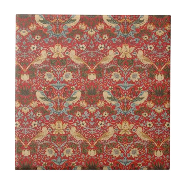 William Morris Red Strawberry Thief Kakelplatta (Framsidan)