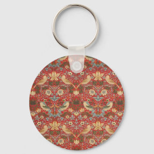 William Morris Red Strawberry Thief Nyckelring