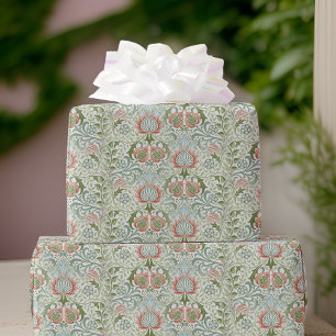 William Morris Remixed Grönt Red Persian Blommigt Presentpapper