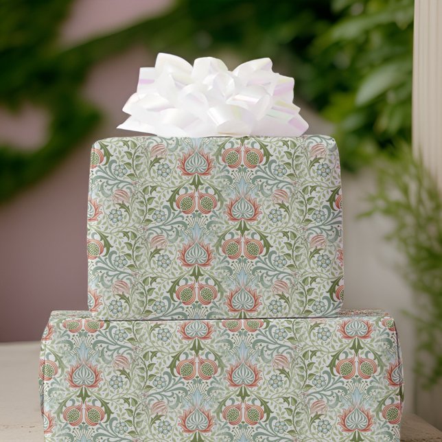 William Morris Remixed Grönt Red Persian Blommigt Presentpapper (Skapare uppladdad)