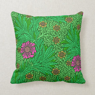 William Morris ringblomma, smaragdgrönt & Fuchsia Kudde