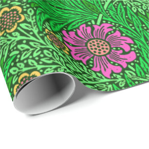 William Morris ringblomma, smaragdgrönt & Fuchsia Presentpapper