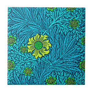 William Morris ringblomma-, turkos- & koboltblått Kakelplatta