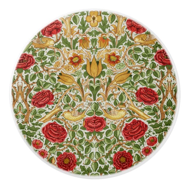 William Morris Ro & Birds Chintz Red Knopp (Framsidan)
