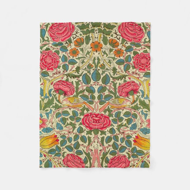 William Morris Ro Blommigt Chintz Rosa Fleecefilt (Framsidan)
