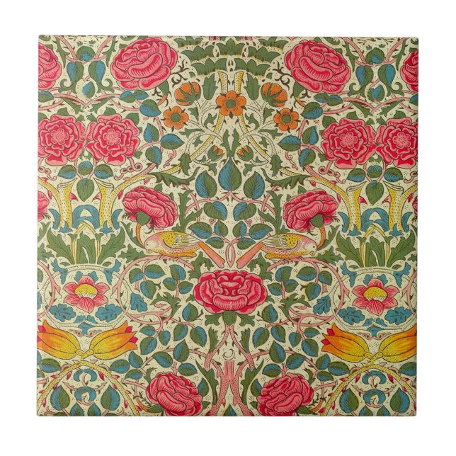 William Morris Ro Blommigt Chintz Rosa Kakelplatta (Framsidan)