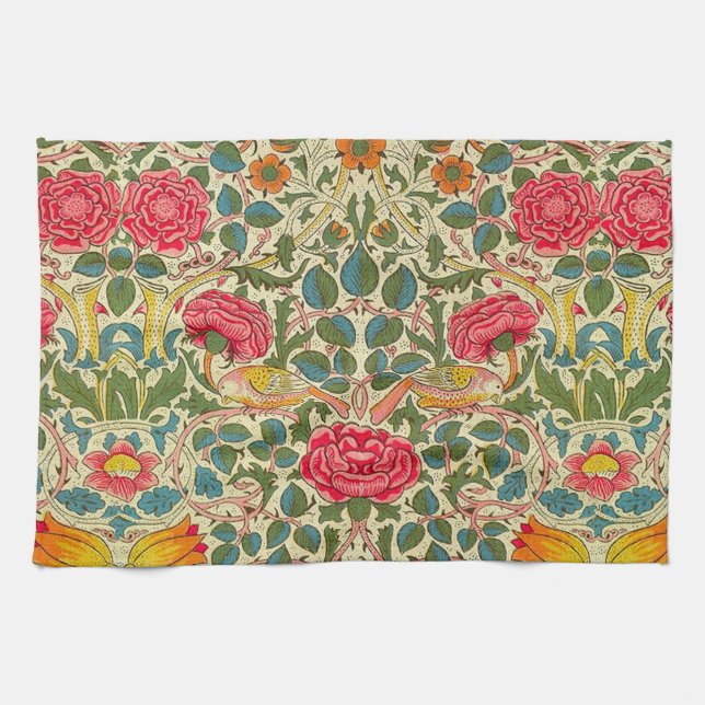 William Morris Ro Blommigt Chintz Rosa Kökshandduk (Horisontell)