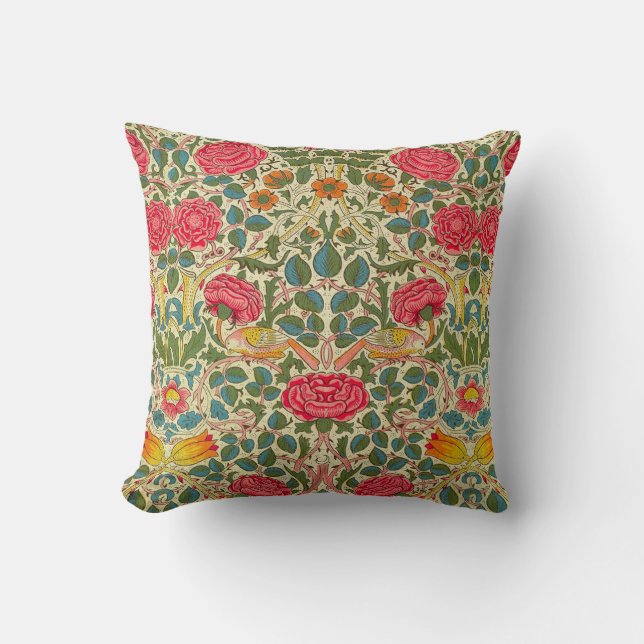 William Morris Ro Blommigt Chintz Rosa Kudde (Framsida)