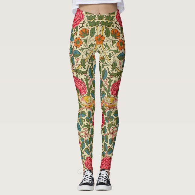 William Morris Ro Blommigt Chintz Rosa Leggings (Framsida)