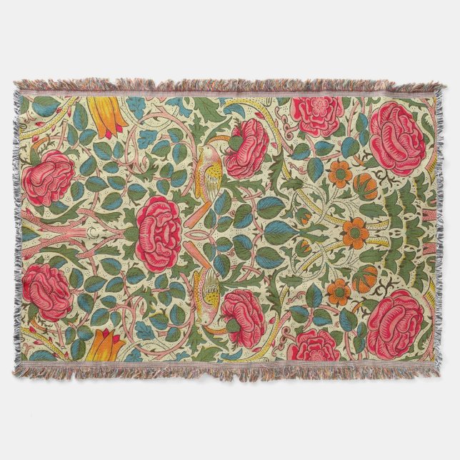 William Morris Ro Blommigt Chintz Rosa Mysfilt (Framsidan)