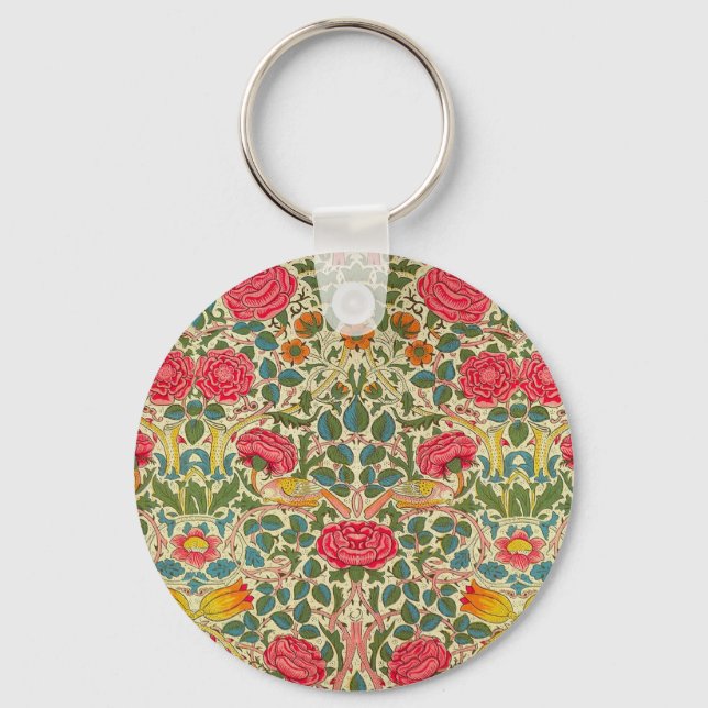William Morris Ro Blommigt Chintz Rosa Nyckelring (Framsida)