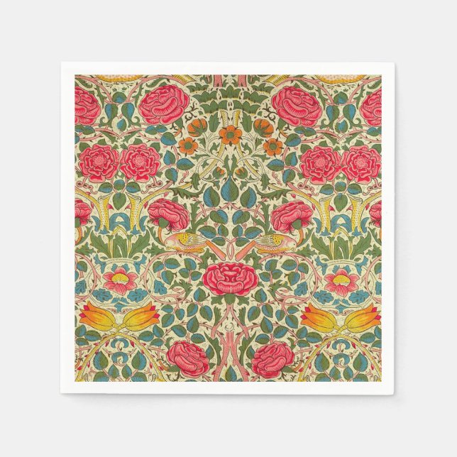 William Morris Ro Blommigt Chintz Rosa Pappersservett (Framsidan)