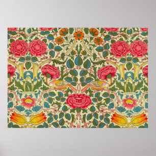 William Morris Ro Blommigt Chintz Rosa Poster