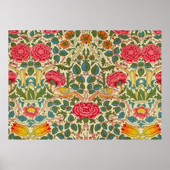 William Morris Ro Blommigt Chintz Rosa Poster (Framsidan)
