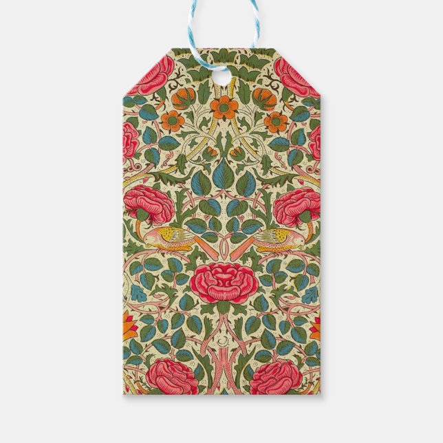 William Morris Ro Blommigt Chintz Rosa Presentetikett (Framsidan)