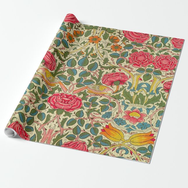 William Morris Ro Blommigt Chintz Rosa Presentpapper (Utrullad)