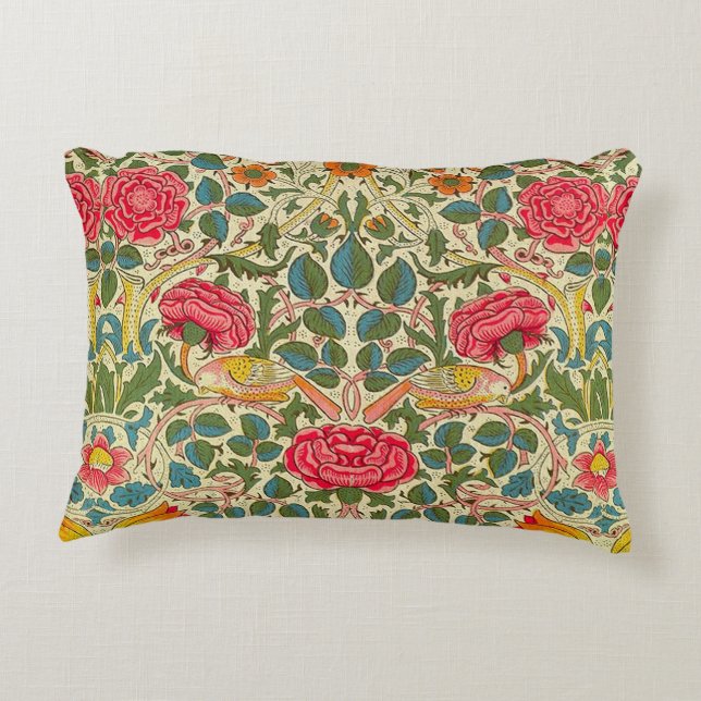 William Morris Ro Blommigt Chintz Rosa Prydnadskudde (Baksidan)