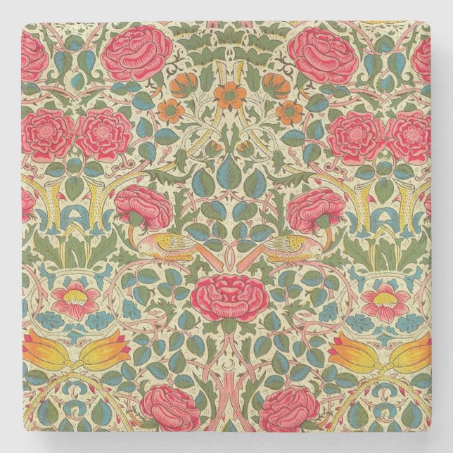 William Morris Ro Blommigt Chintz Rosa Underlägg Sten (Framsidan)