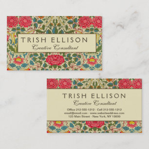 William Morris Ro Blommigt Chintz Rosa Visitkort