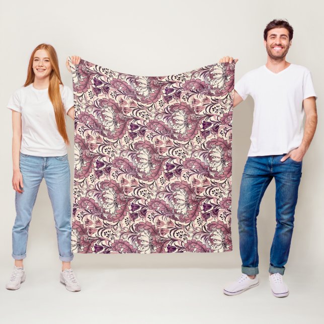 William Morris Ro Guld Cream Blommönster Fleecefilt (På plats)