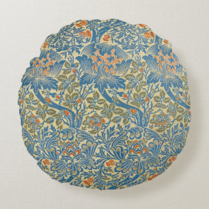 William Morris Ro & Thistle Blommigt Blue Rund Kudde