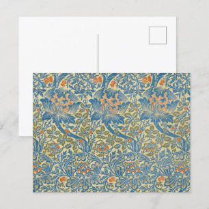 William Morris Ro & Thistle Blommigt Blue Vykort