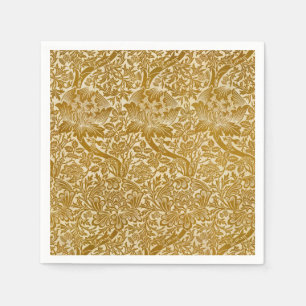 William Morris Ro & Thistle Blommigt Golden Pappersservett