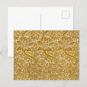 William Morris Ro & Thistle Blommigt Golden Vykort