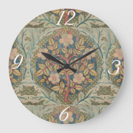 William Morris Ro Wandan Vintage Blommar Ro Stor Klocka