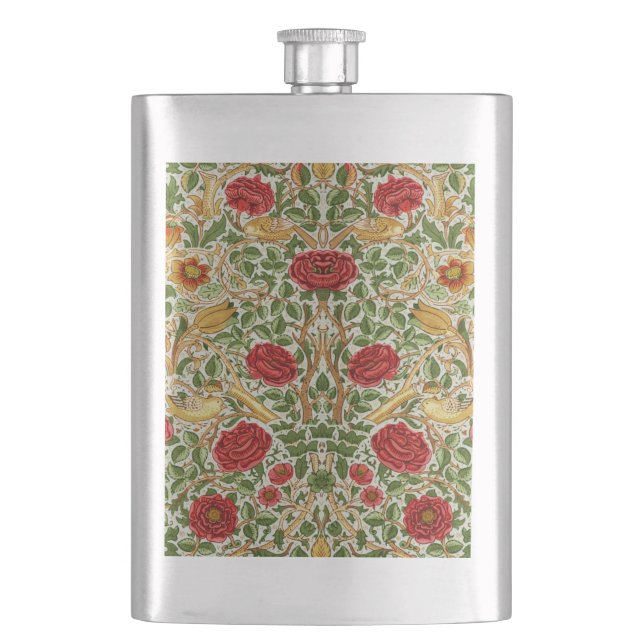 William Morris Ros & Fåglar Chintz Röd Fickplunta (Framsidan)