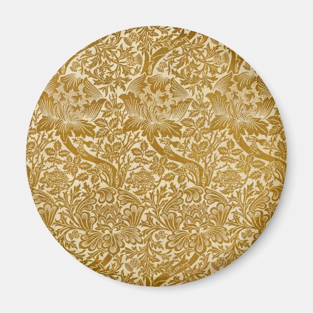 William Morris Ros & Tistel Blommig Guld Magnet (Framsidan)