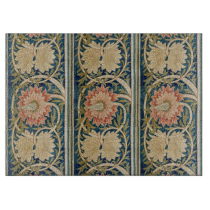William Morris Rosa Blommig Sidenbroderi Antik